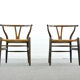 Pair of CH24 wishbone dining chairs by Hans Wegner for Carl Hansen Denmark