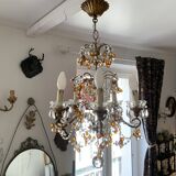 Two-tone crystal cage chandelier from the 1900s