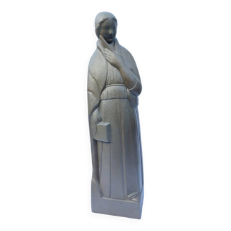 Art Deco statue representing an allegory of knowledge (reading and writing)