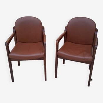 2 fauteuils chaises teck vintage scandinave danois conférence