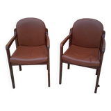 2 vintage Scandinavian Danish teak conference chair armchairs