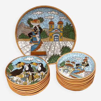 Assiettes ceramica jardim mosaïque