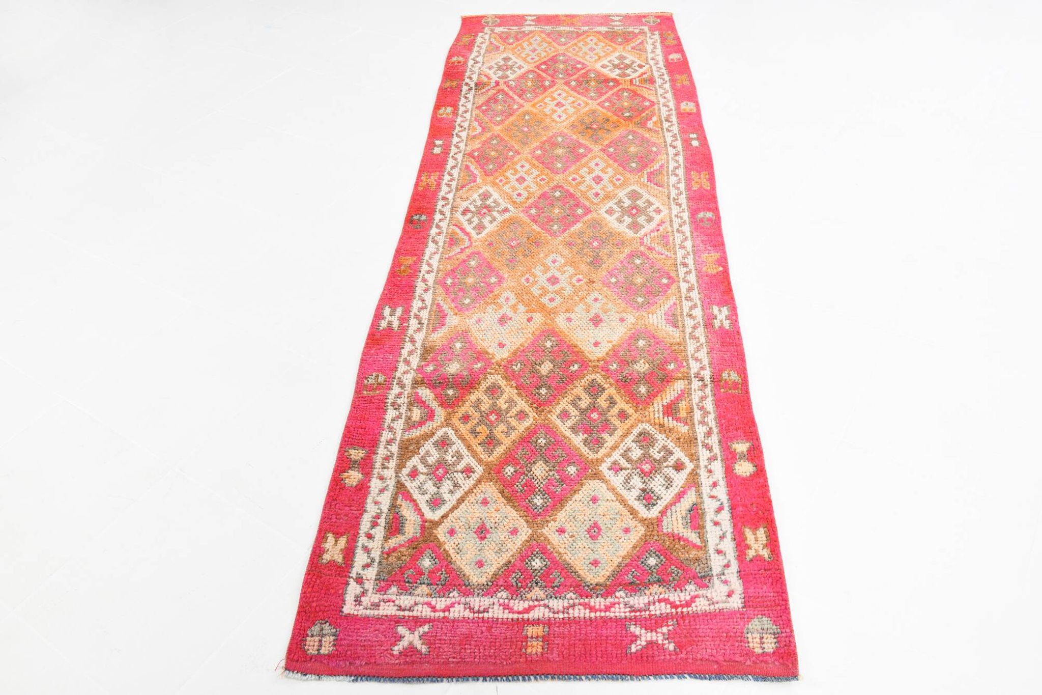 Tapis de couloir vintage saumon et pêche pour cuisine, 93x290 cm