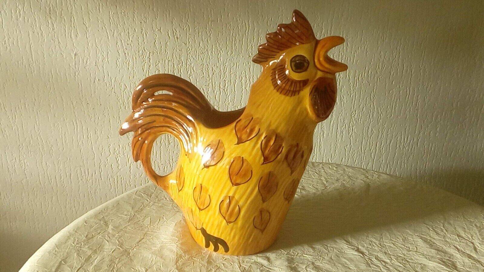 Vintage earthenware rooster pitcher