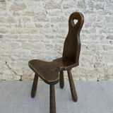 Mountain chair in solid wood, carved with a chisel, around 1960.