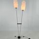 1970s chrome & wood floor lamp, restored , czechoslovakia