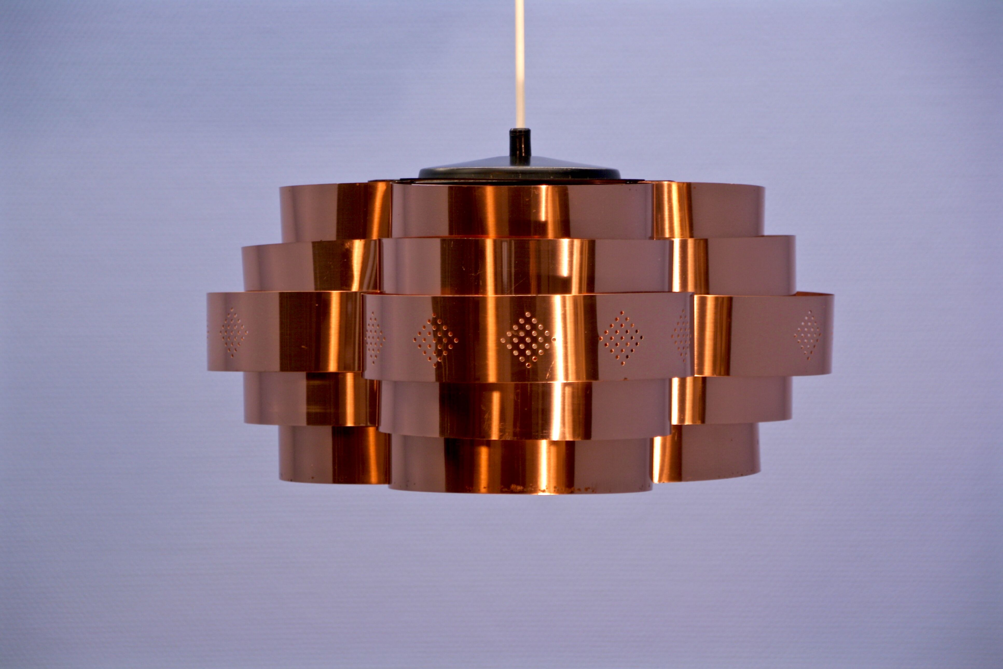 Danish hanging lamp in copper by Werners Schou for Coronell Elektro, 1960s
