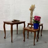 Vintage Louis XV style nesting tables in cherry wood