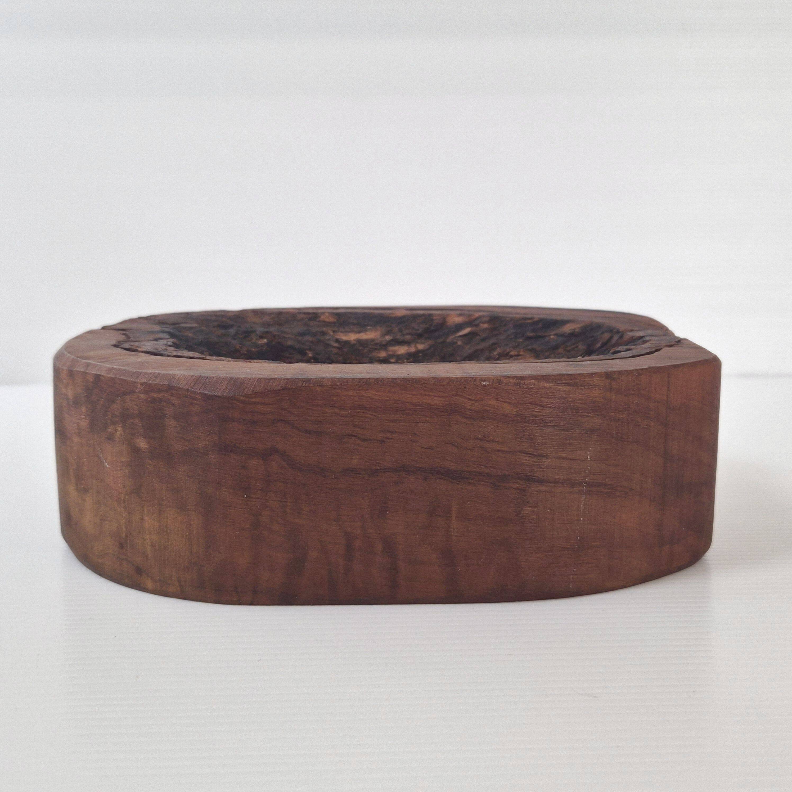 Brutalist wood and bark tray 1970