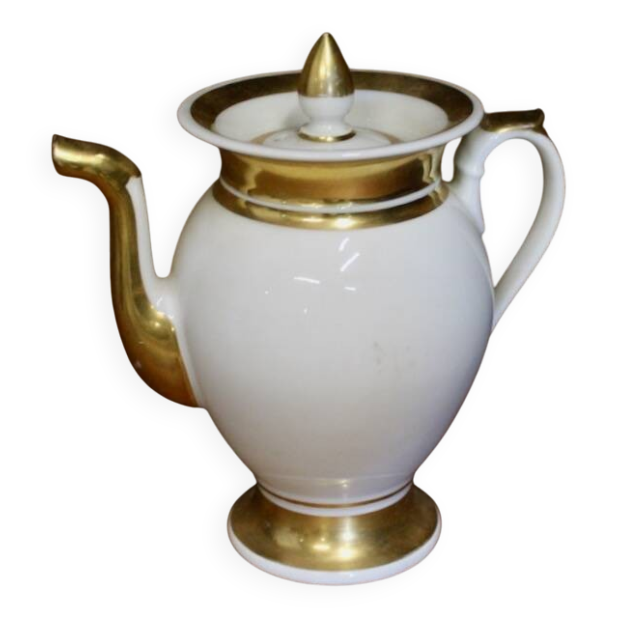 Porcelain verseuse from Paris, gold fillets, Empire period.