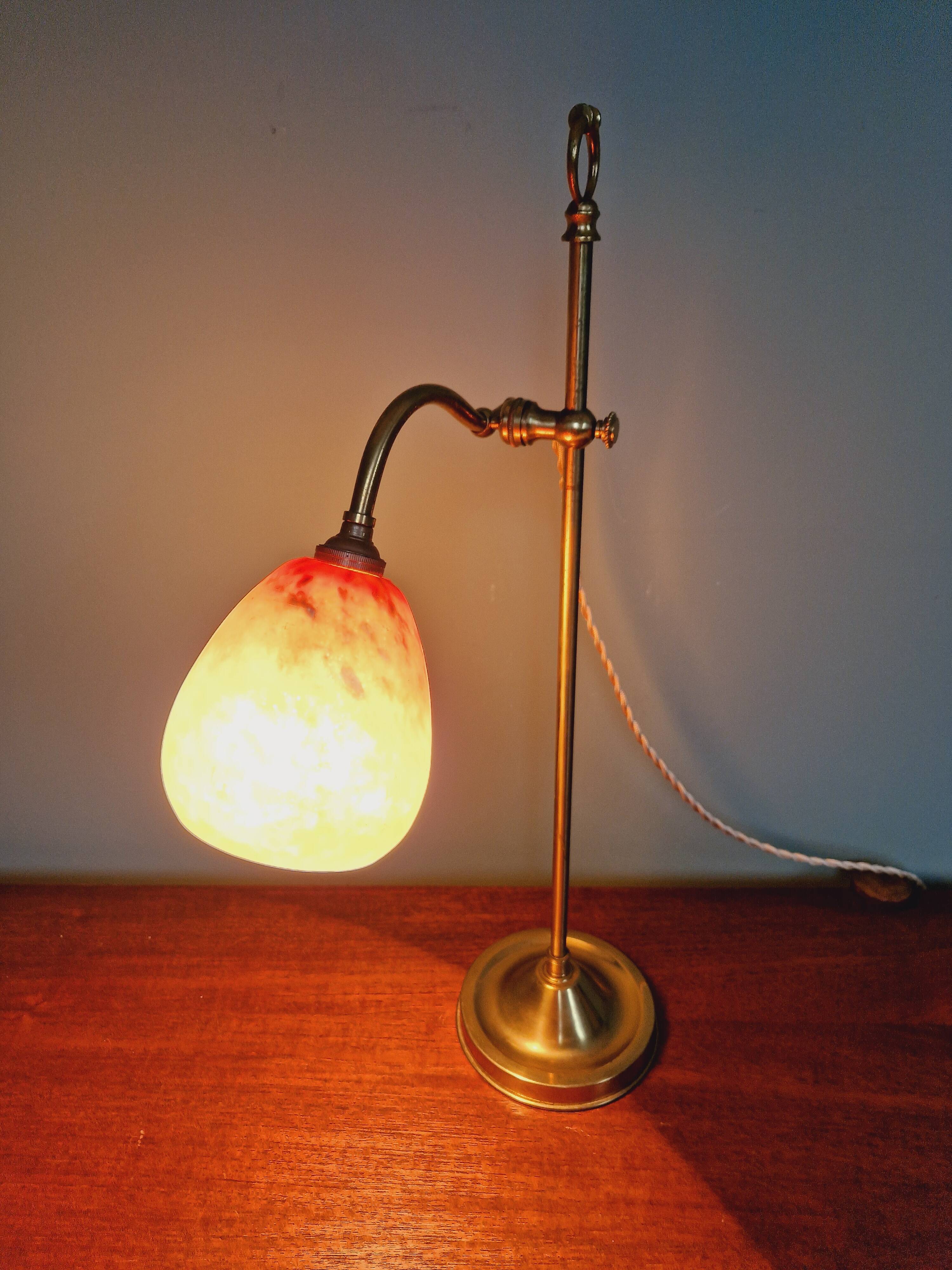 Art Deco desk lamp, glass signed Schneider, 1920s