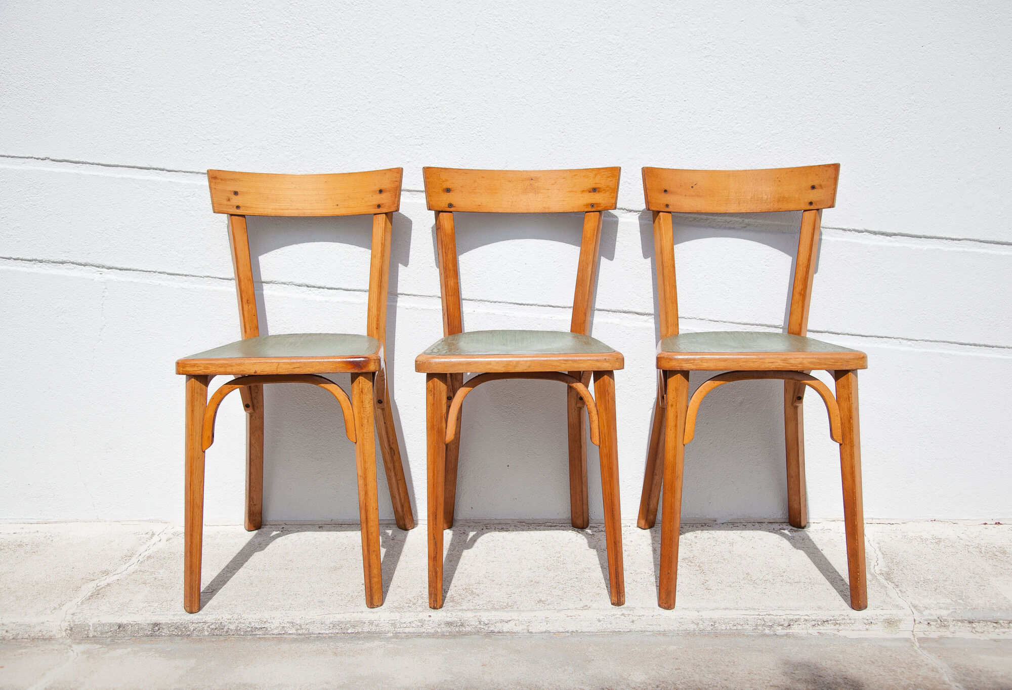 Set of 3 baumann stamped bistro chairs