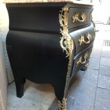 Chest of drawers "tomb" patinated black regency style