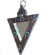 Triangular mirror in silver metal and pearls, 80s