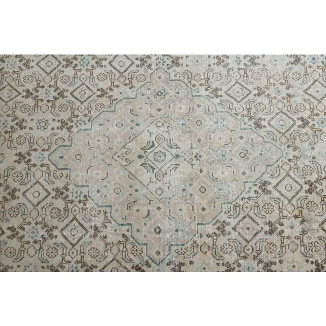 1970s Vintage Persian Handknotted Wool Beige Oversize Area Rug 276x380