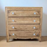 Art Deco chest of drawers in oak and porcelain