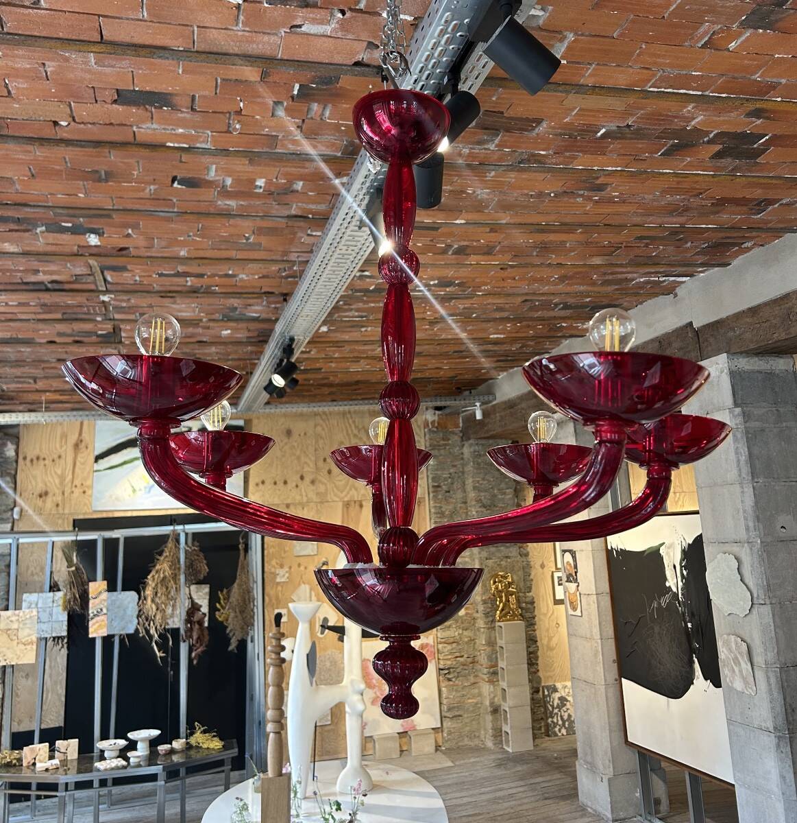 Lustre Murano rouge 1970