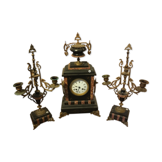 Clock and matching candlesticks
