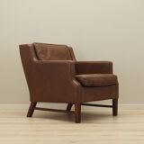 Fauteuil en cuir marron, design danois, années 1960, production: Danemark