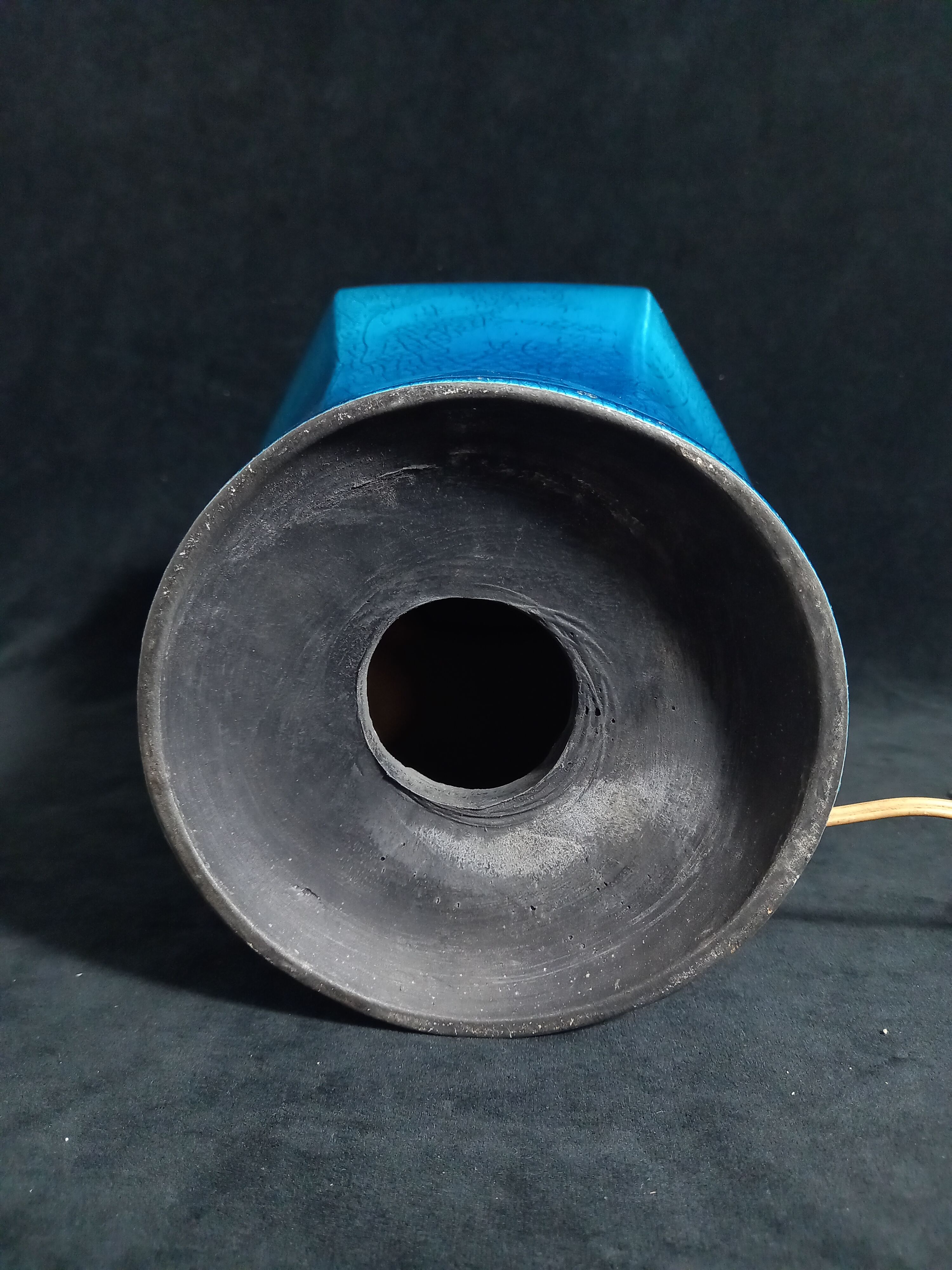 Table lamp foot in cracked turquoise earthenware