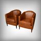 Pair of Solange club armchairs in sheepskin leather – reproduction