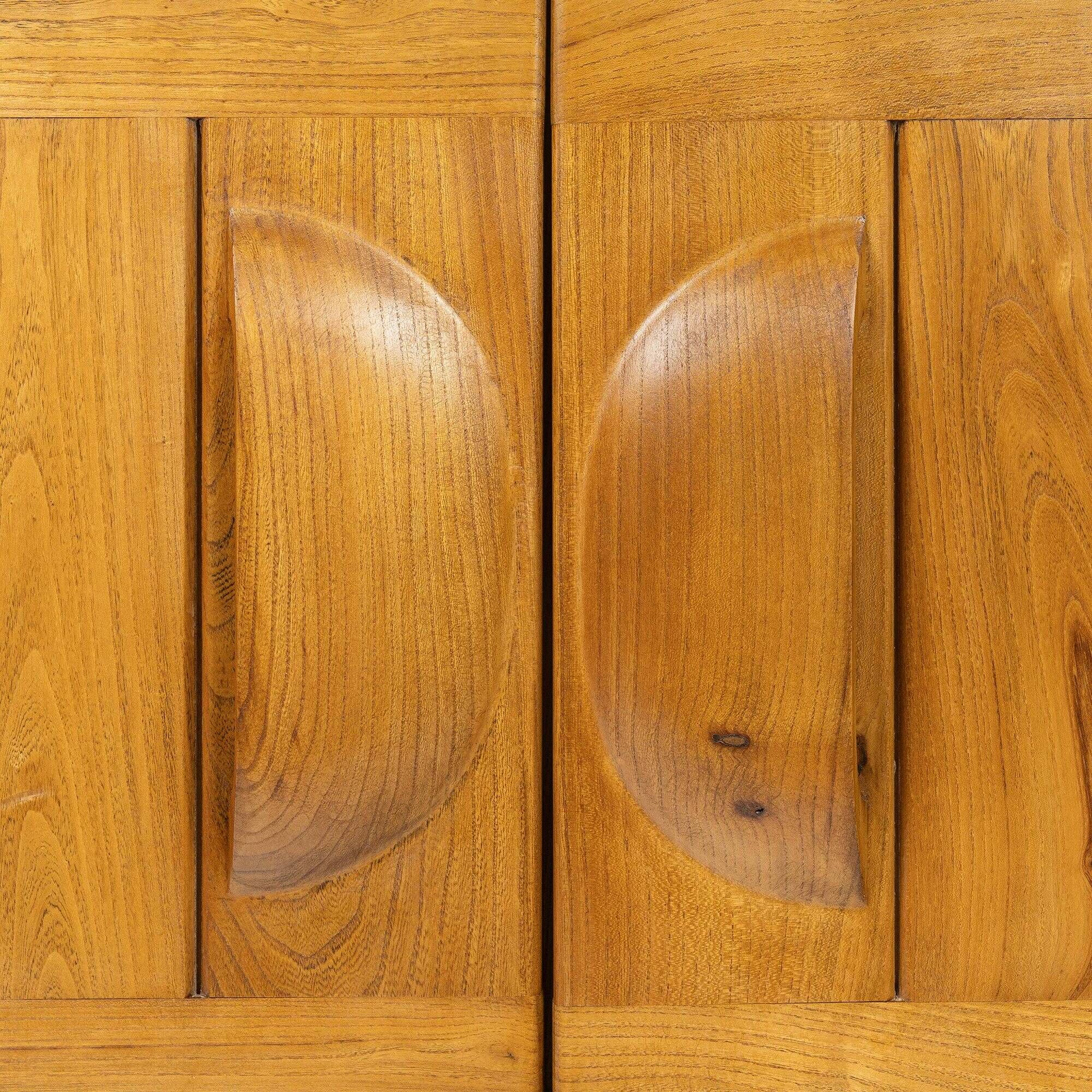 Two-door buffet in solid elm from Maison Regain, c. 1970.