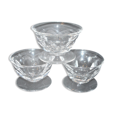 Lot de 3 coupes à champagne ancienne en cristal taillé à côtes plates Saint Louis? Béarn Talleyrand