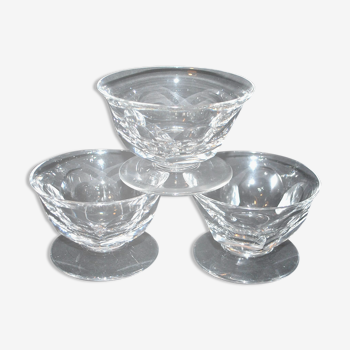 Set of 3 old champagne glasses in cut crystal with flat ribs Saint Louis? Béarn Talleyrand