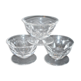 Set of 3 old champagne glasses in cut crystal with flat ribs Saint Louis? Béarn Talleyrand