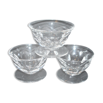 Set of 3 old champagne glasses in cut crystal with flat ribs Saint Louis? Béarn Talleyrand