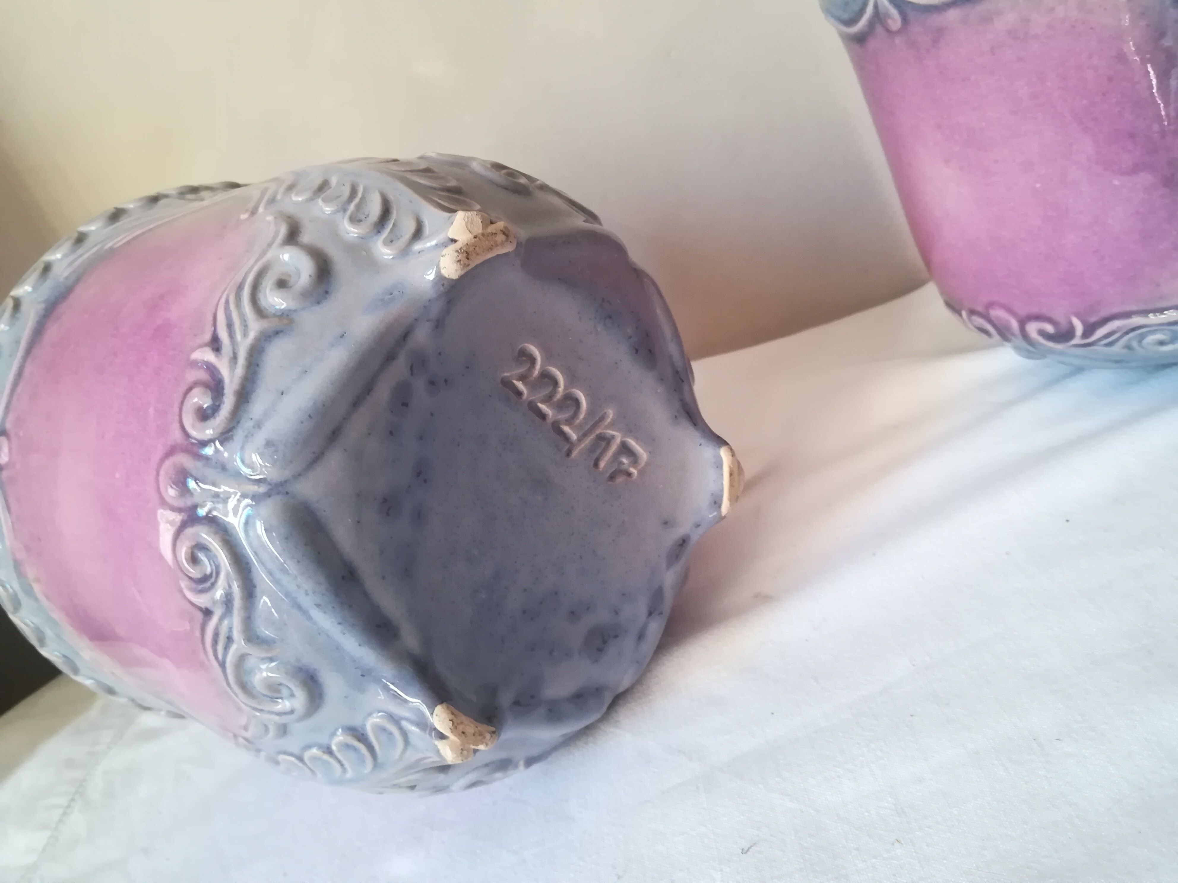 Duo of cache pots art nouveau in dabbling