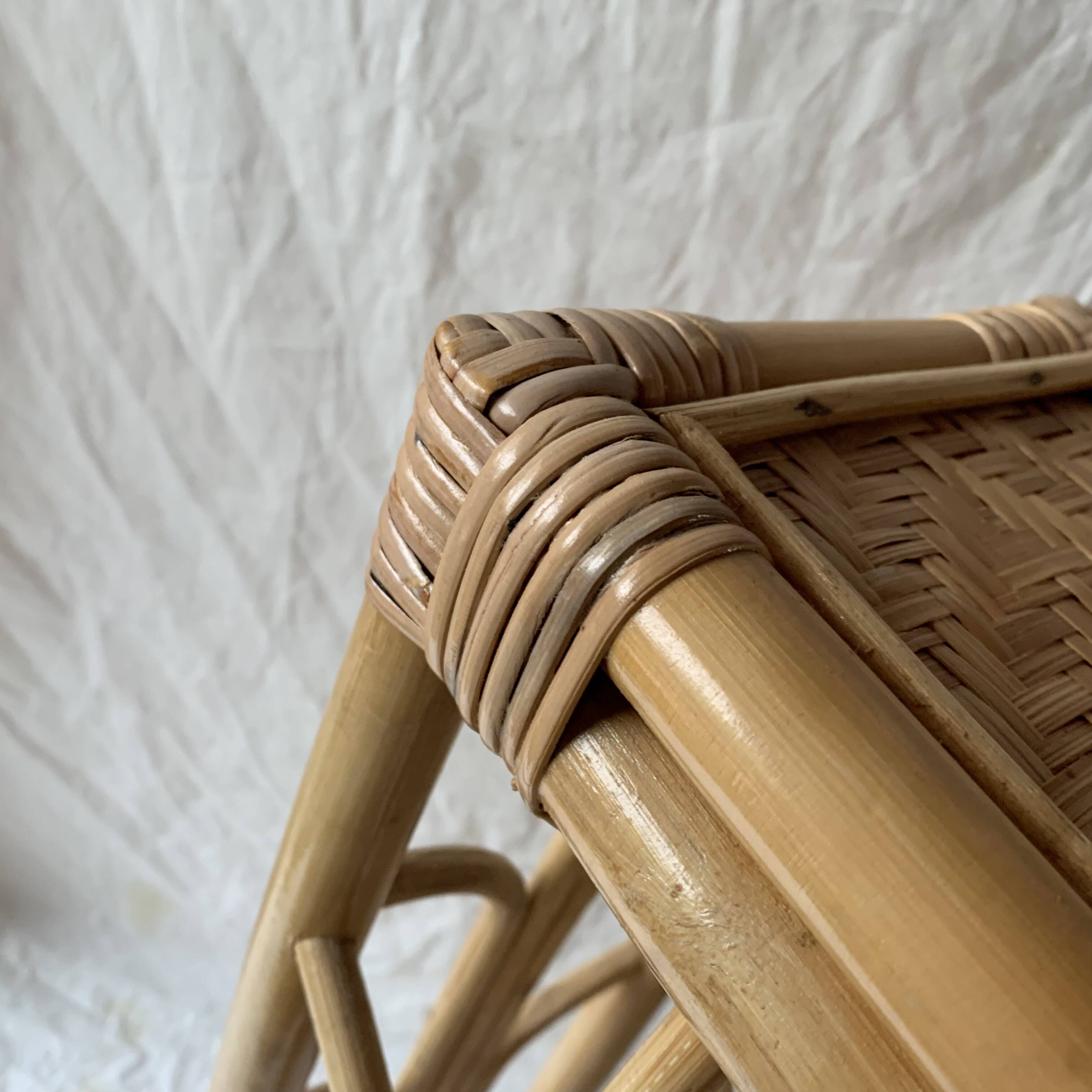 Plant holder or vintage saddle in bamboo and rattan