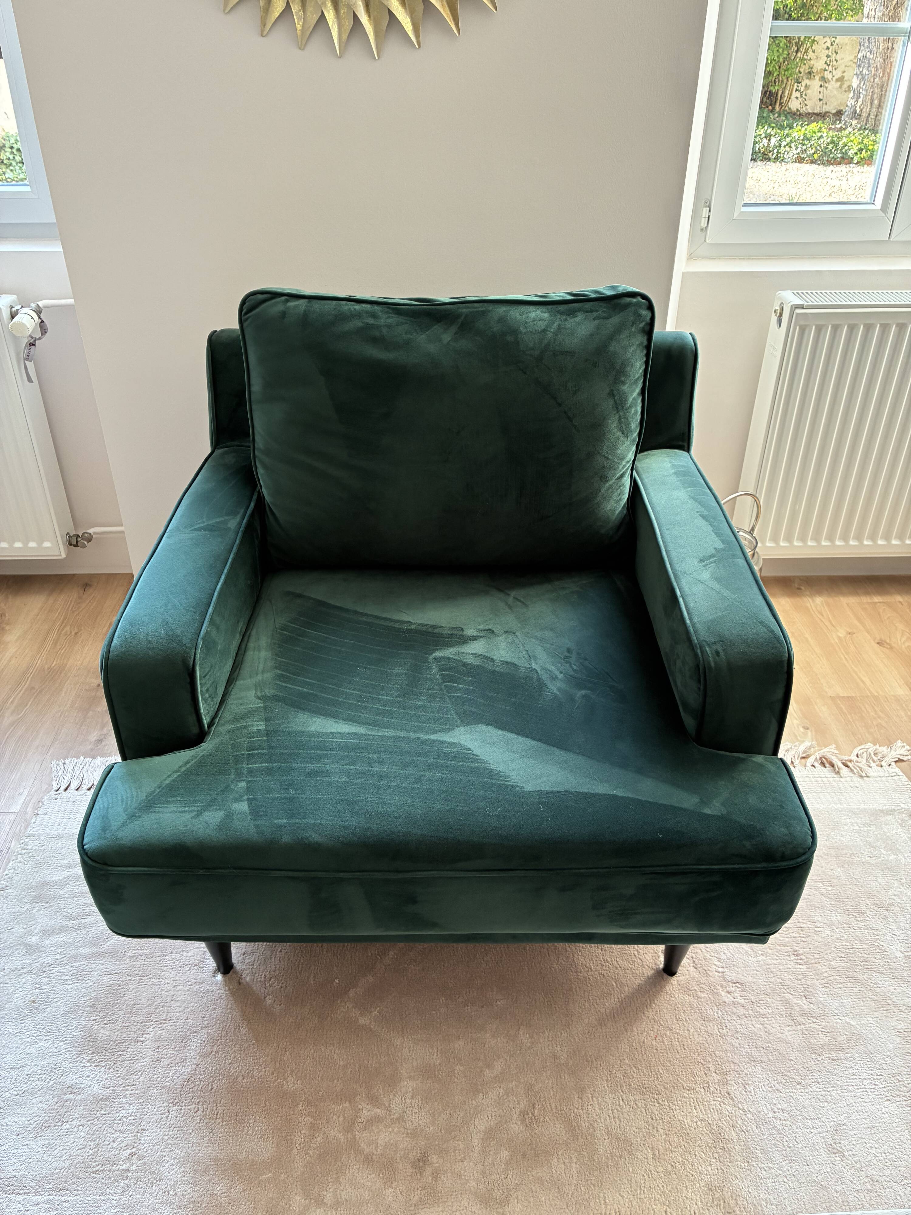 Set of 2 green velvet armchairs Camif