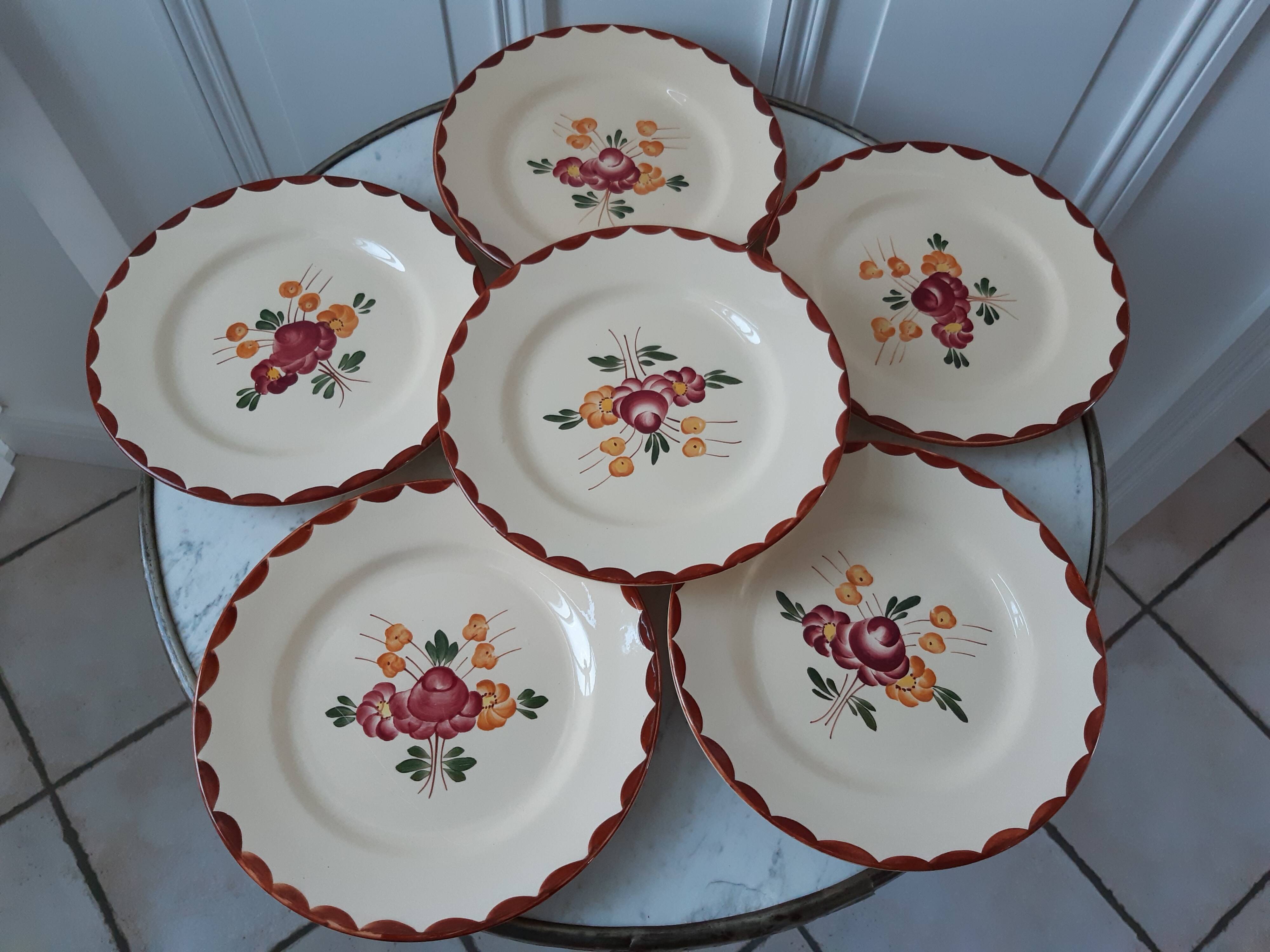 Set of 6 flat plates Loncgamp model Agen 30s