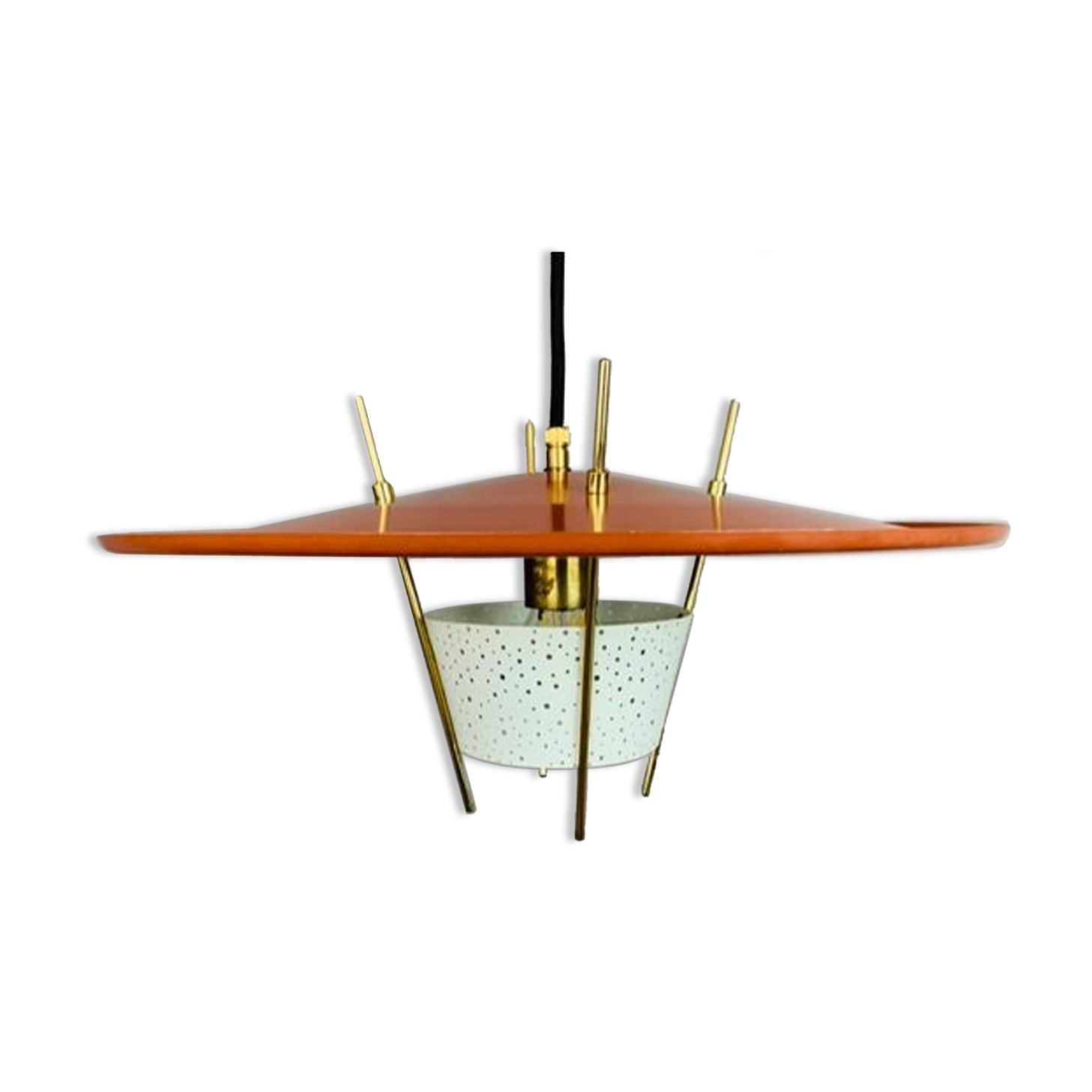 Hanging lamp by Ernest Igl perforated tole for Hillebrand