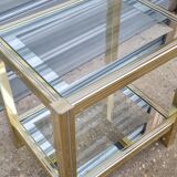 Side table in gold metal and chrome