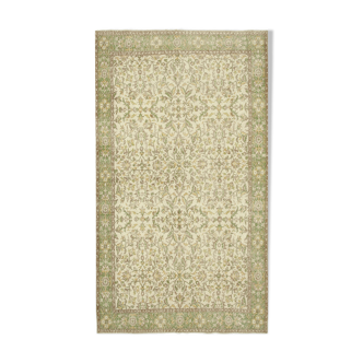 Handmade distressed oriental beige rug 175 cm x 313 cm