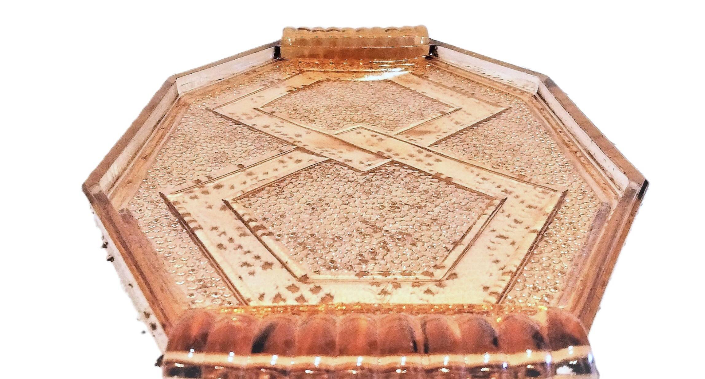 Large antique Art Deco pink glass dish