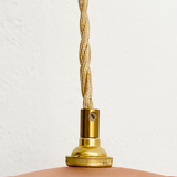 Pink glass suspension, fabric cable, ceramic ceiling lamp