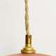 Pink glass suspension, fabric cable, ceramic ceiling lamp