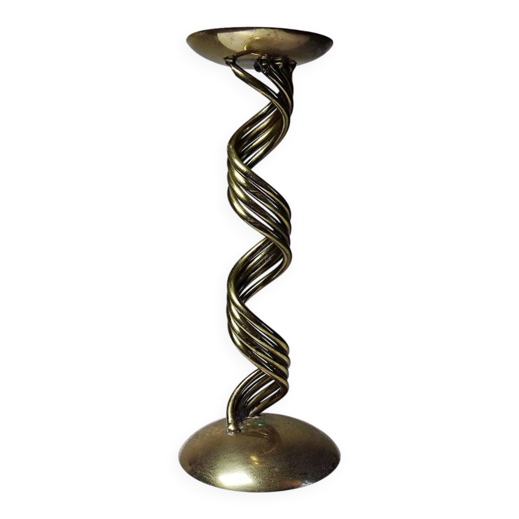 Twisted brass candlestick "Barley Twist" Mid-Century modern, 1950-1970