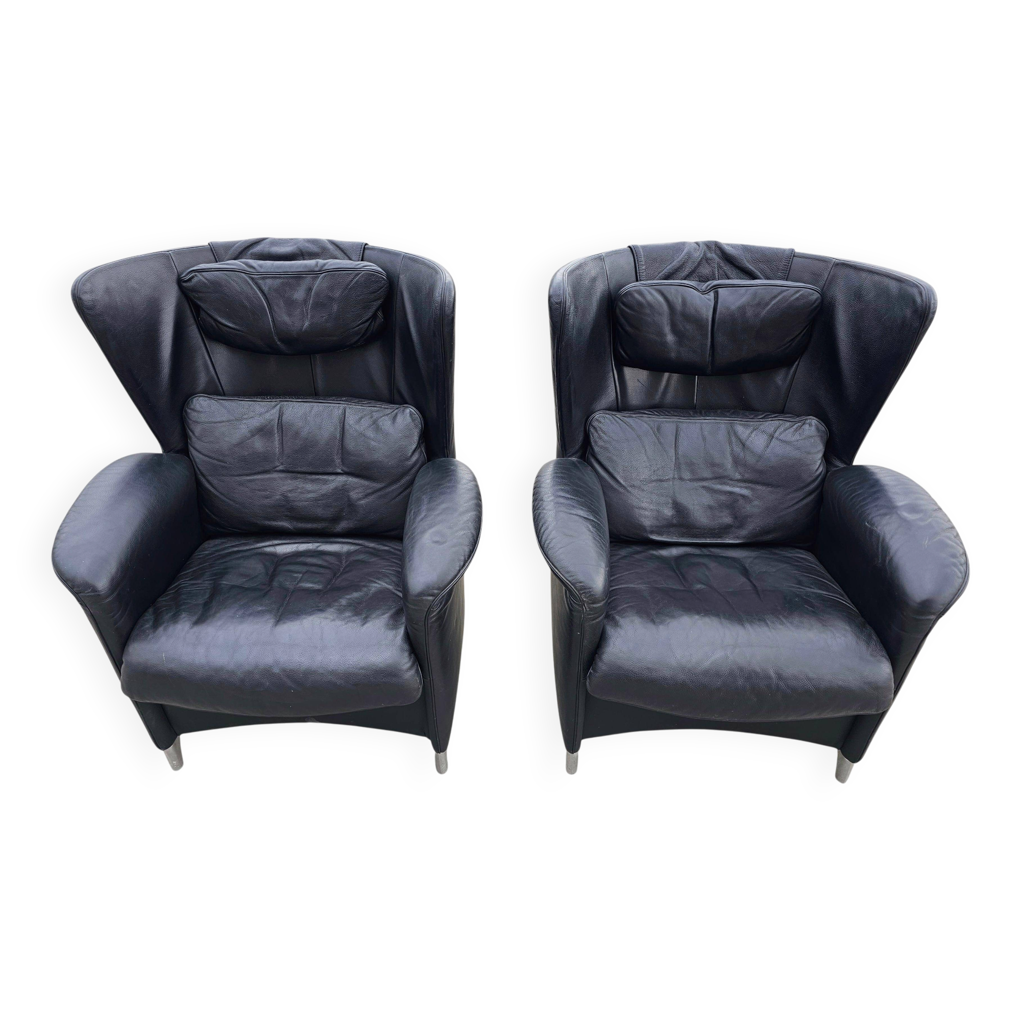 Pair of postmodern armchairs DS-23 by Franz-Josef Schulte for De Sede