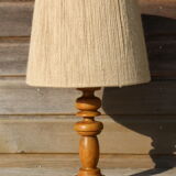 Turned wood lamp with 600mm rope shade