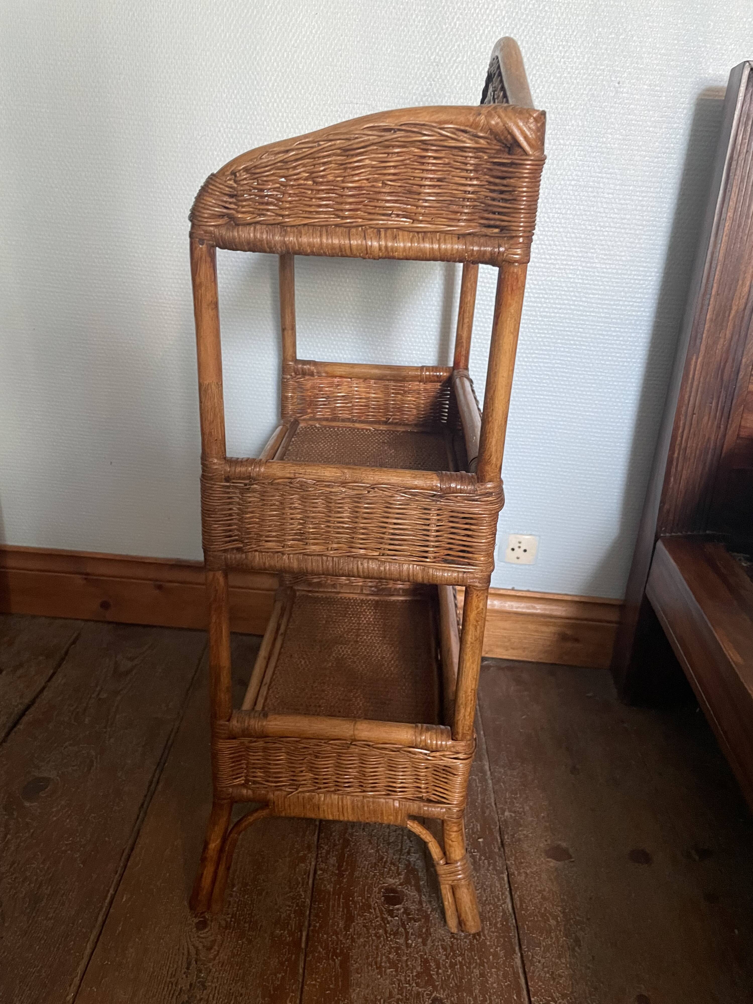 Rattan and cane shelf