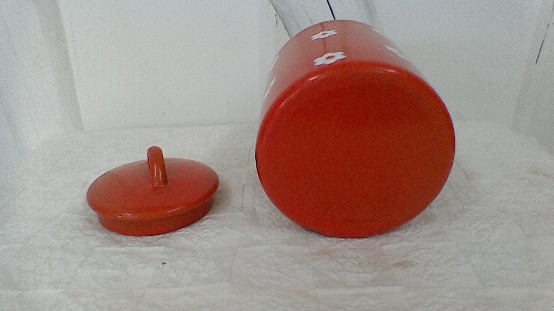 Orange enamelled milk pot, vintage