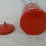 Orange enamelled milk pot, vintage