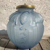 Blue Art Deco ball vase signed P. de Cagny