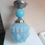 Lamp skyscraper opaline blue art deco 1920 height 35 cm diameter 18 cm