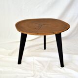 Round wooden coffee table walnut trunk