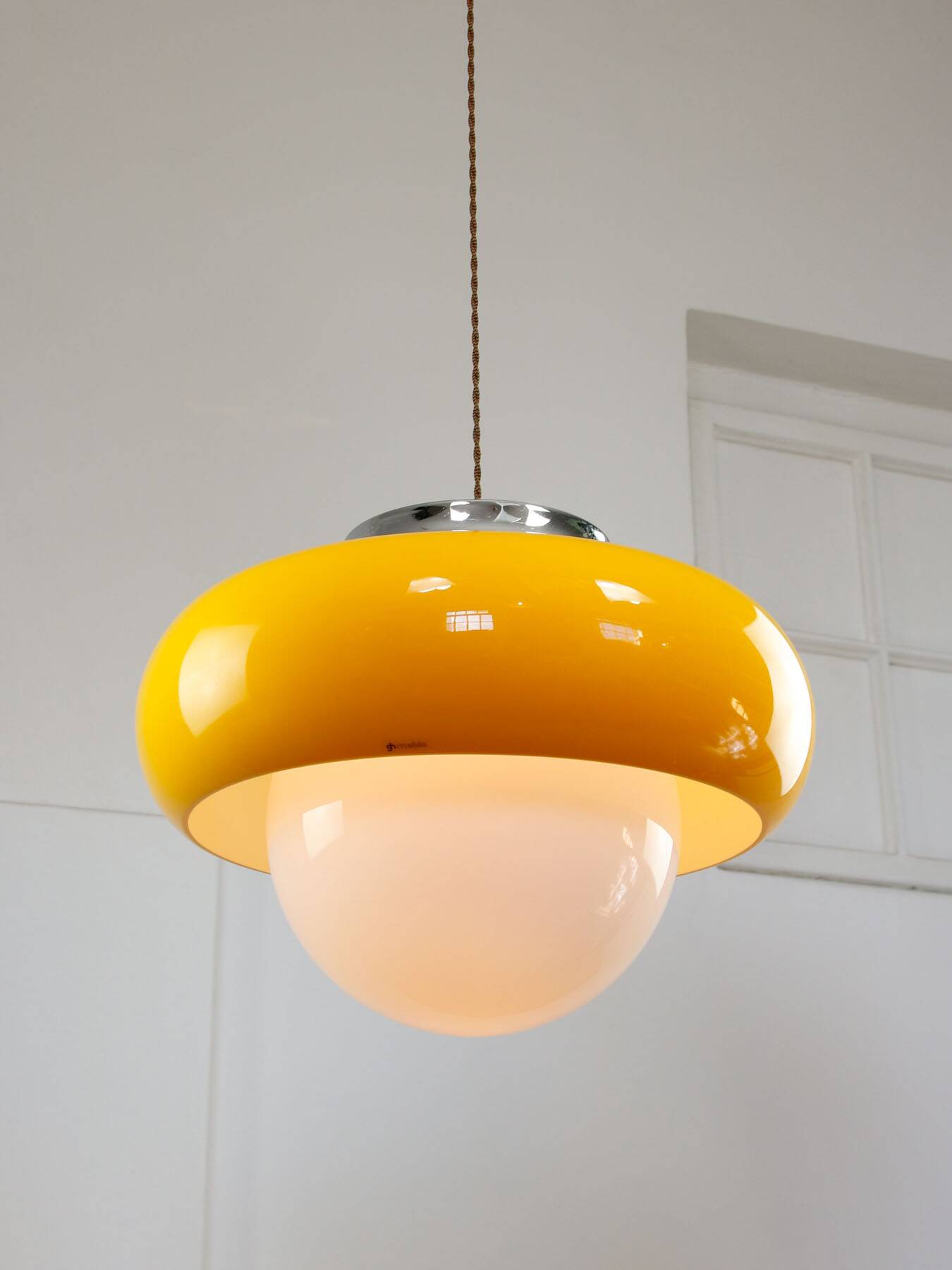 Large Space Age Model Best Pendant from Guzzini in Yellow, 1970s